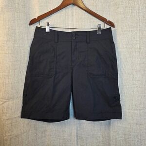 Eddie Bauer Horizon Guide Shorts Womens 8 Black Water Repellent Stretch Roll Hem